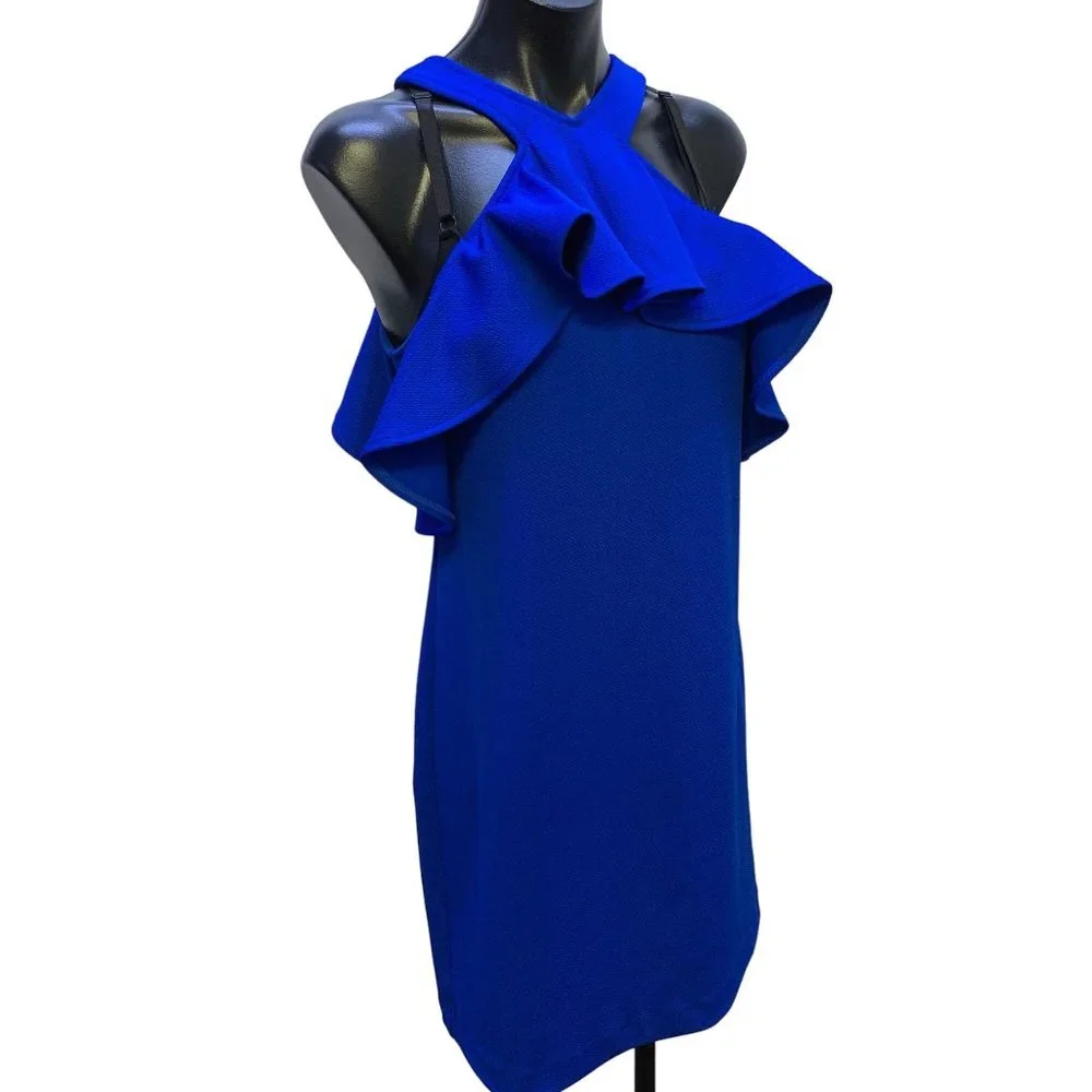 *Trina Turk Blue Off The Shoulder Dress Size 6 - Picture 2 of 4